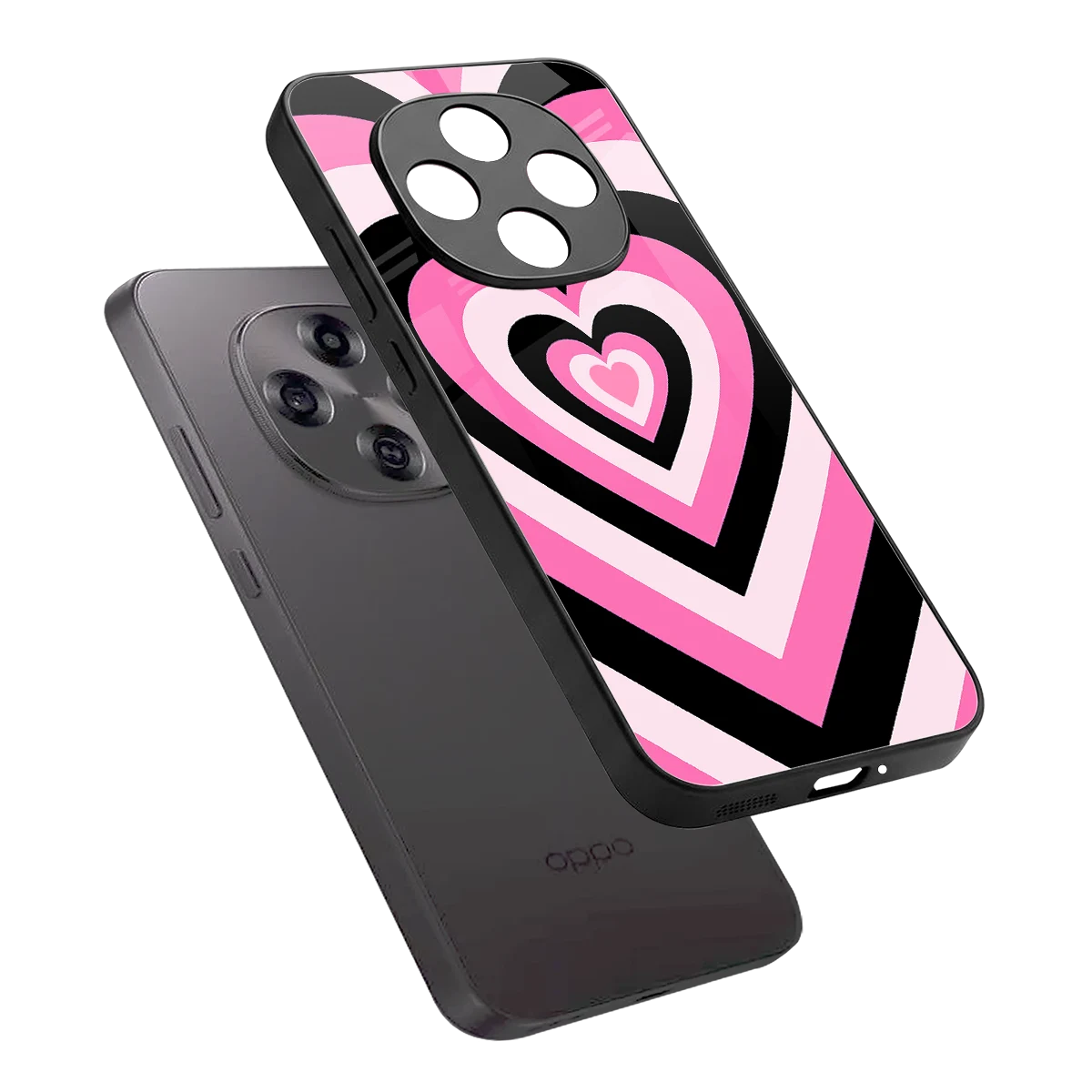 Y2K Bubblegum Hearts sleek oppo f31 pro 5g cover with tempered glass back and TPU edges