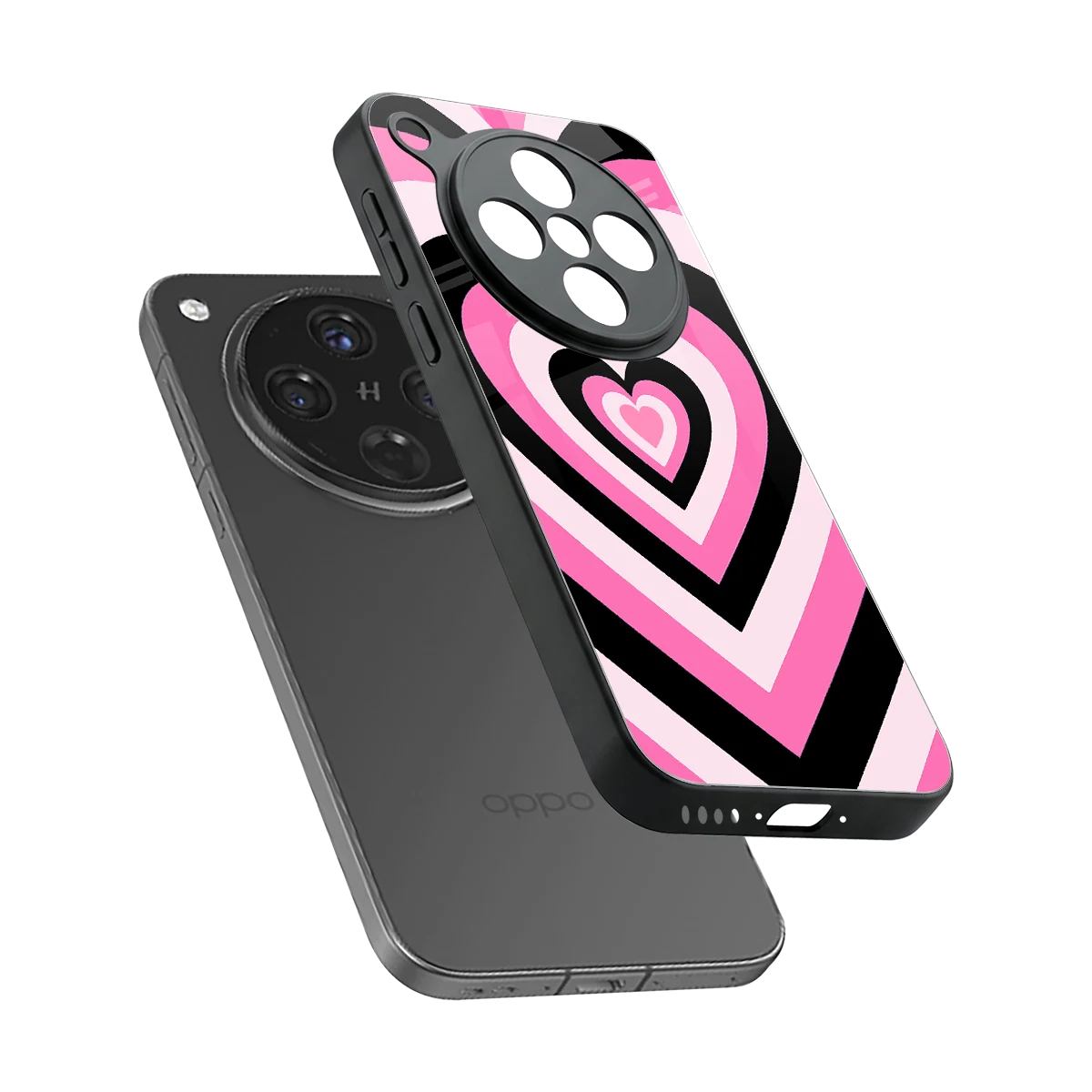 Y2K Bubblegum Hearts sleek oppo find x8 cover with tempered glass back and TPU edges