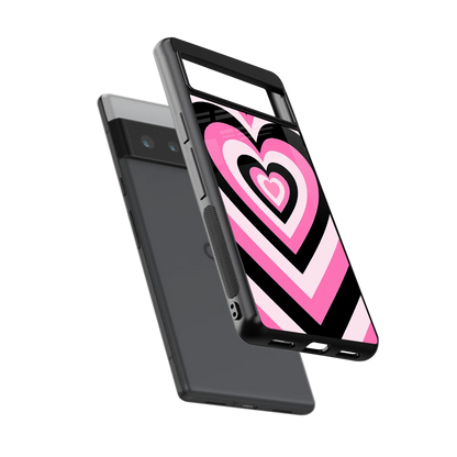 Y2K Bubblegum Hearts sleek google pixel 6 pro cover with tempered glass back and TPU edges