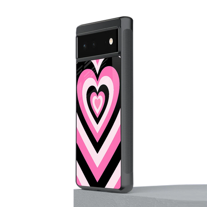 Y2K Bubblegum Hearts stylish phone case for google pixel 6a | glossy glass and slim fit