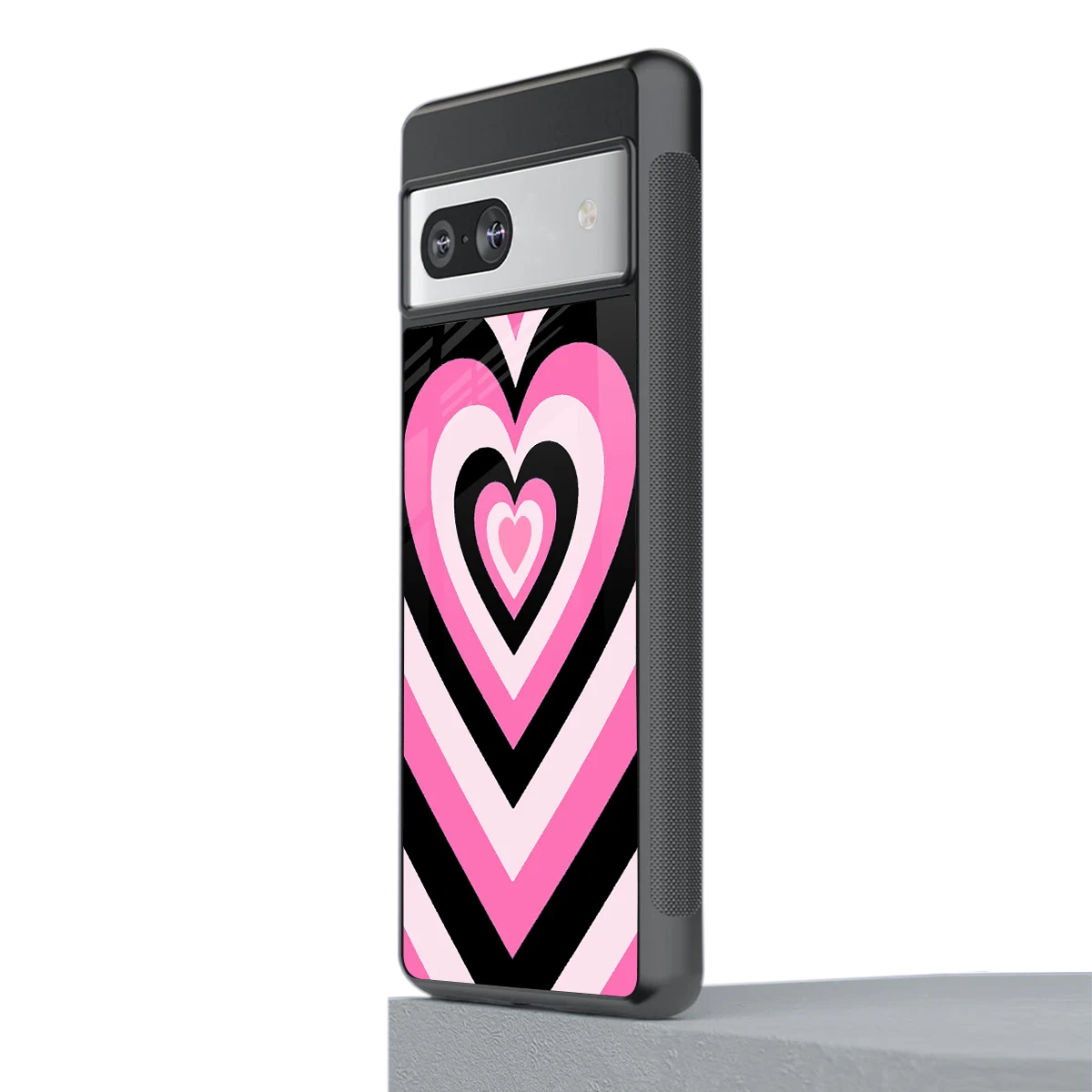 Y2K Bubblegum Hearts stylish phone case for google pixel 7a | glossy glass and slim fit