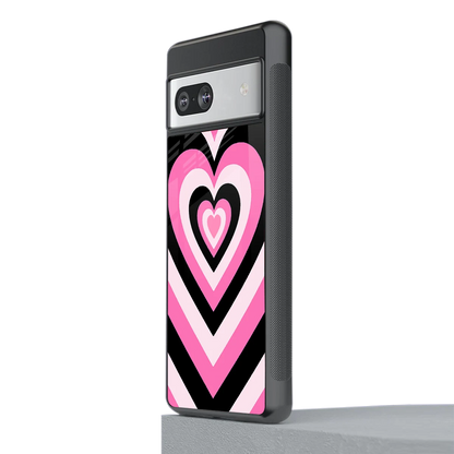 Y2K Bubblegum Hearts stylish phone case for google pixel 7a | glossy glass and slim fit