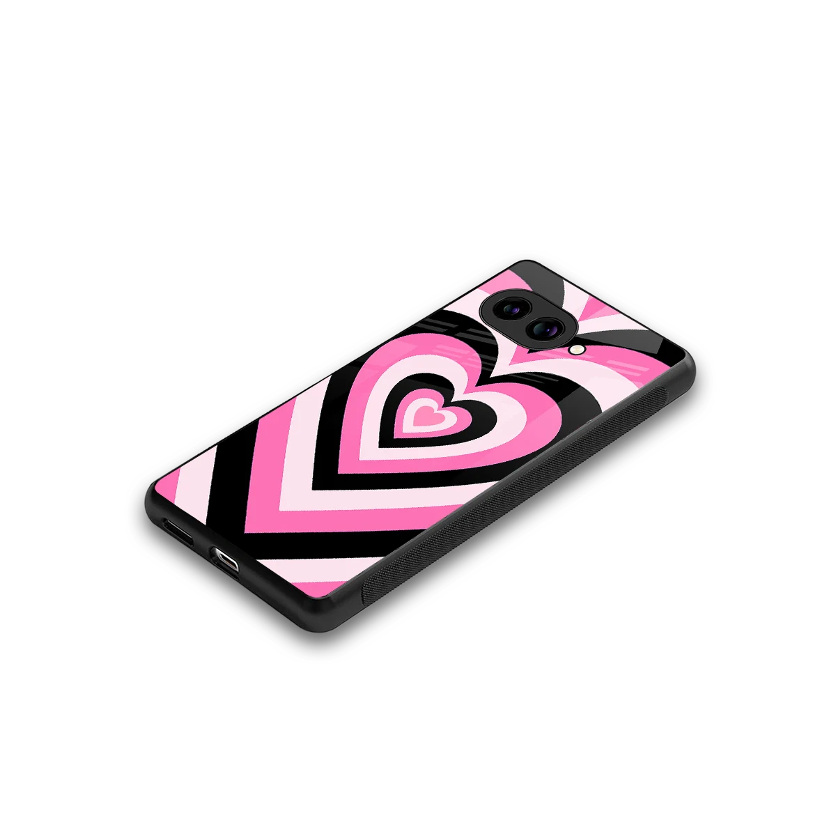 Y2K Bubblegum Hearts stylish phone case for google pixel 10a | glossy glass and slim fit