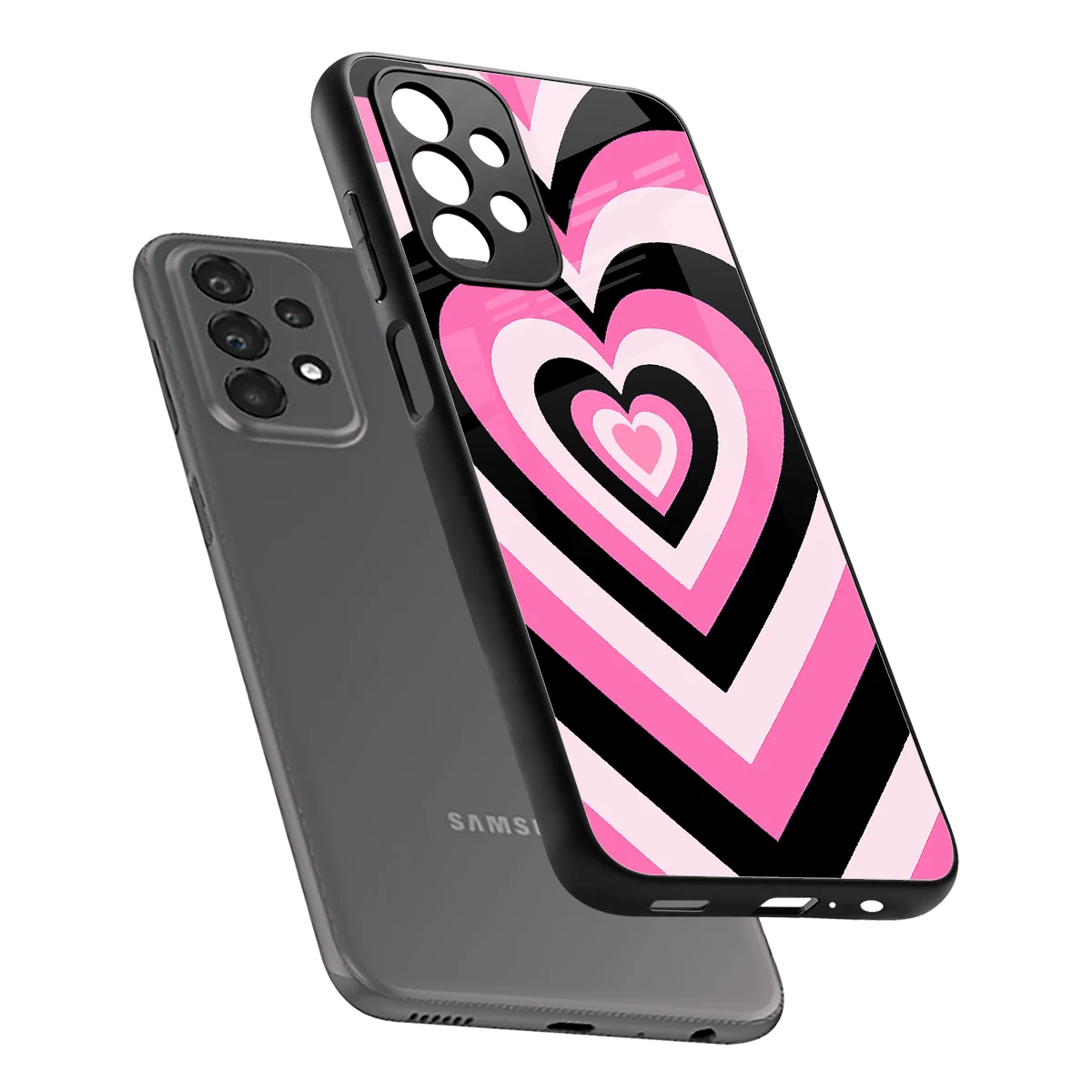 Y2K Bubblegum Hearts sleek samsung galaxy a23 cover with tempered glass back and TPU edges