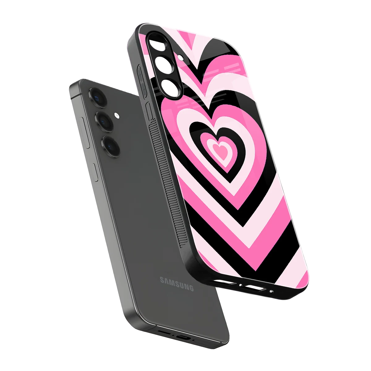 Y2K Bubblegum Hearts sleek samsung galaxy a14 5g cover with tempered glass back and TPU edges