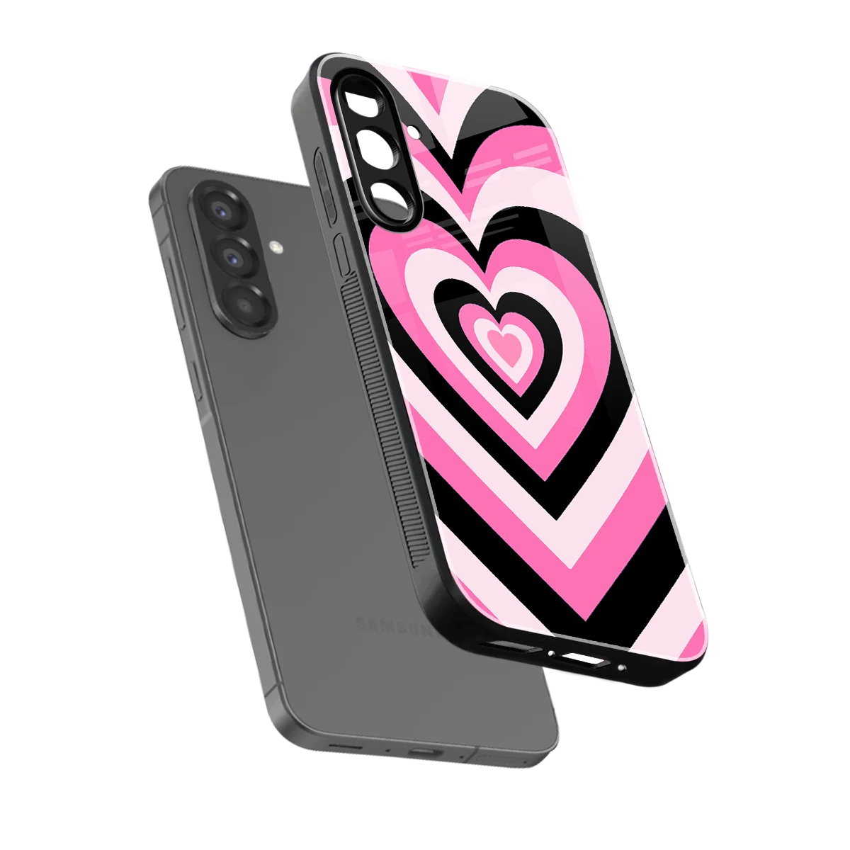 Y2K Bubblegum Hearts sleek samsung galaxy a37 5g cover with tempered glass back and TPU edges