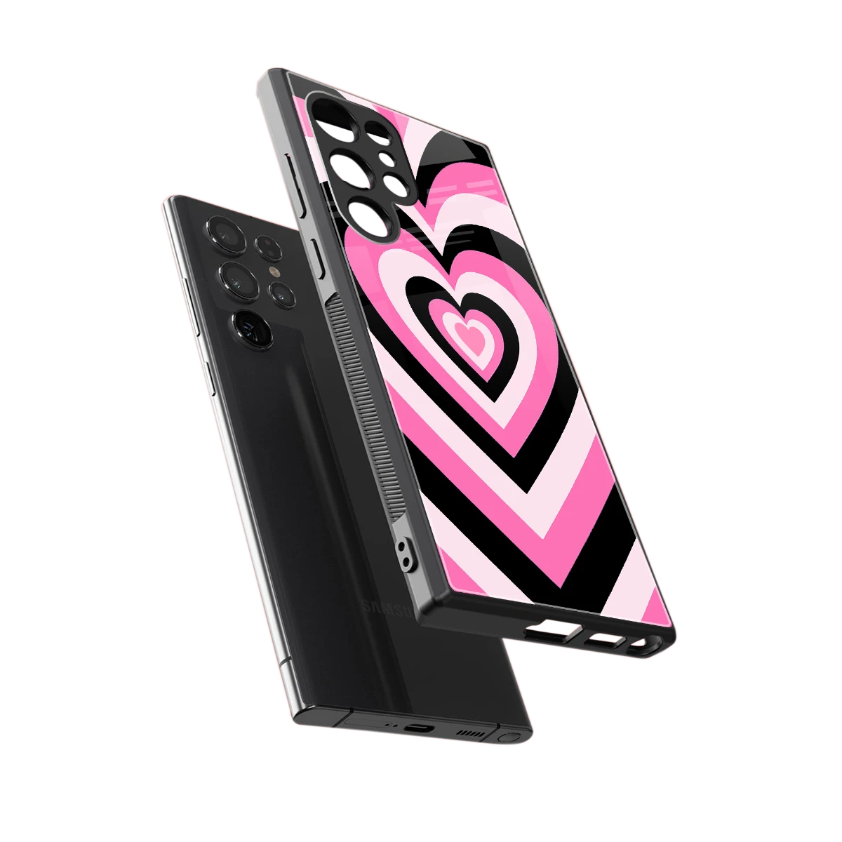 Y2K Bubblegum Hearts sleek samsung galaxy s24 ultra cover with tempered glass back and TPU edges