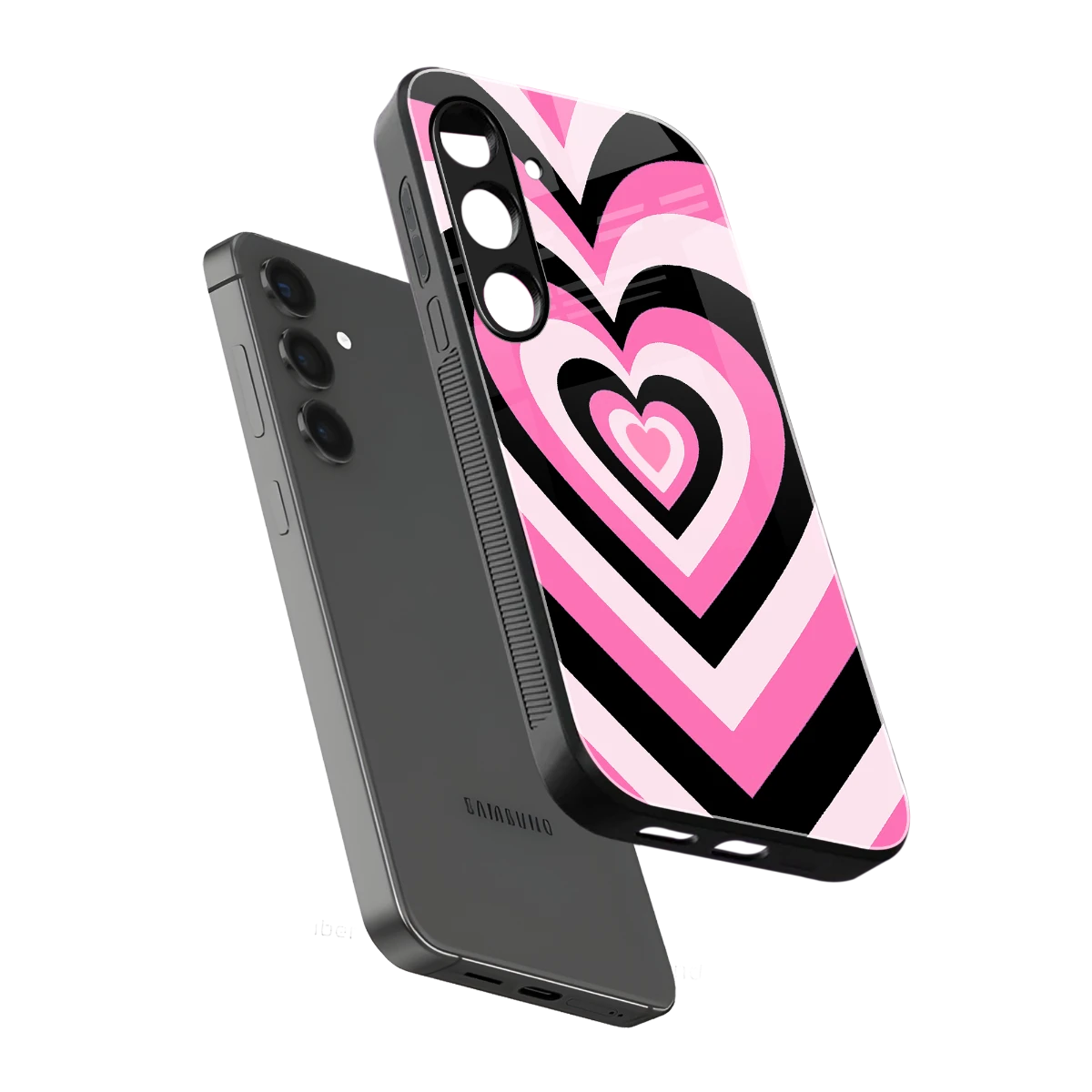 Y2K Bubblegum Hearts sleek samsung galaxy s24 cover with tempered glass back and TPU edges