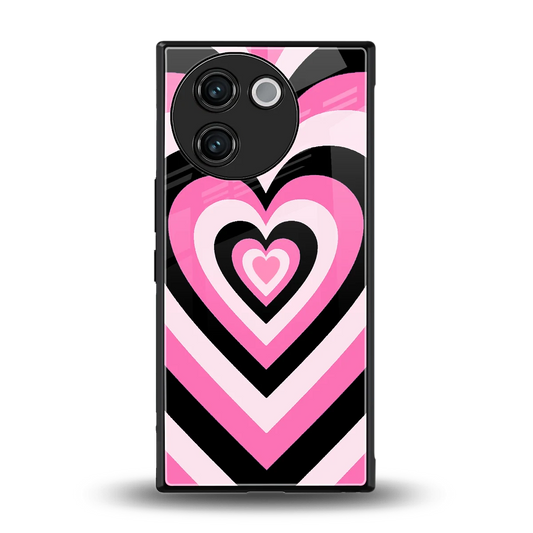 Y2K Bubblegum Hearts back phone cover | glass case for vivo v30e