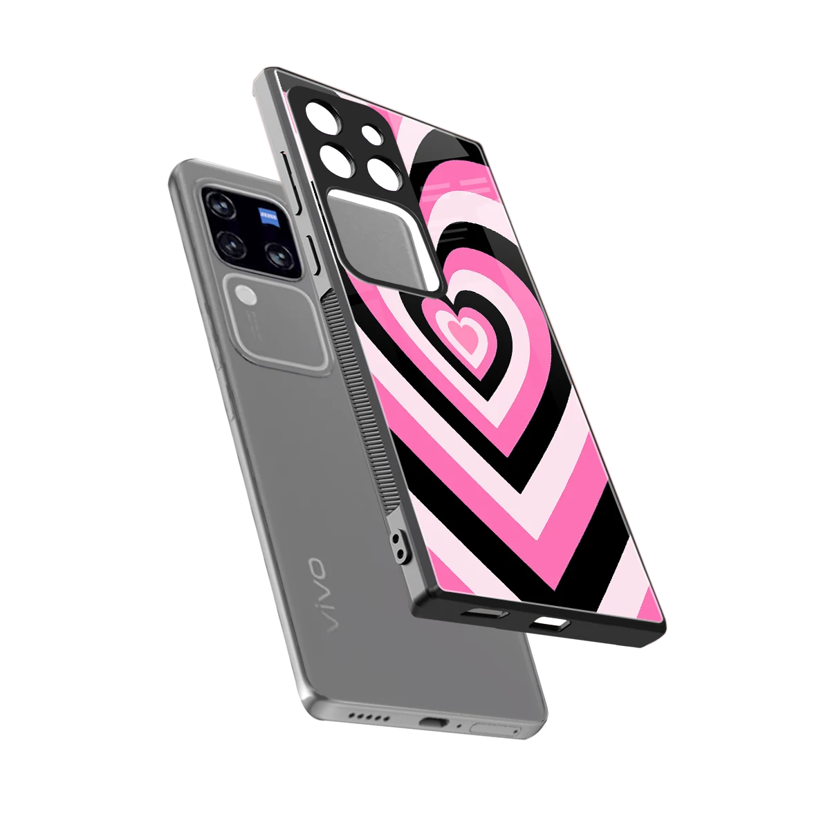 Y2K Bubblegum Hearts sleekvivo v30 pro cover with tempered glass back and TPU edges