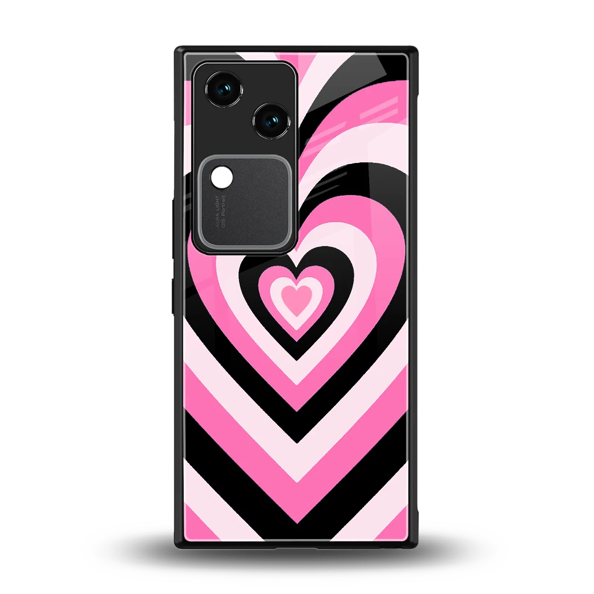 Y2K Bubblegum Hearts back phone cover | glass case for vivo v30