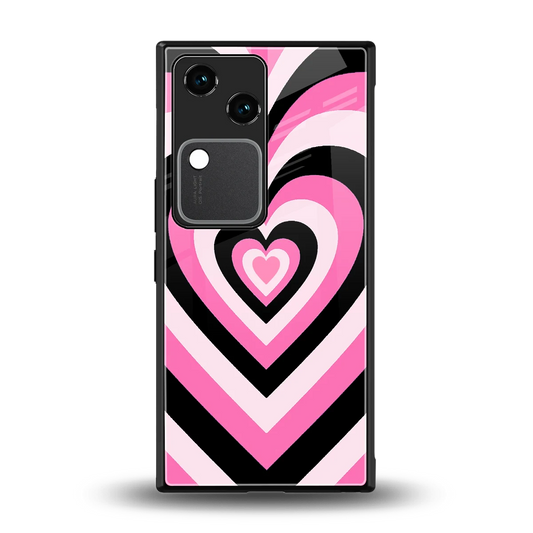 Y2K Bubblegum Hearts back phone cover | glass case for vivo v30