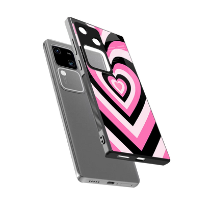 Y2K Bubblegum Hearts sleek vivo v30 cover with tempered glass back and TPU edges