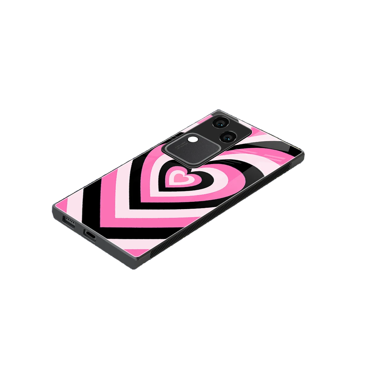 Y2K Bubblegum Hearts stylish phone case for vivo v30 | glossy glass and slim fit