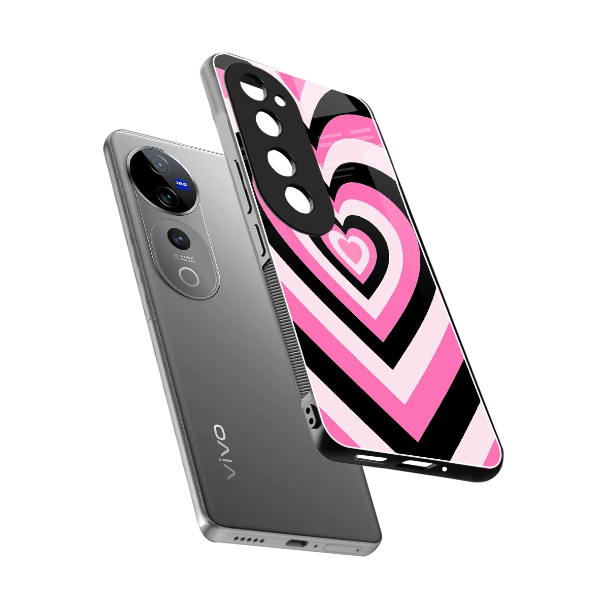 Y2K Bubblegum Hearts sleek vivo v40 pro cover with tempered glass back and TPU edges