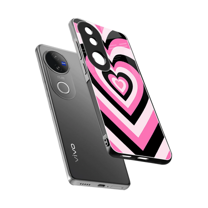 Y2K Bubblegum Hearts sleek vivo v50 cover with tempered glass back and TPU edges