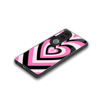 Y2K Bubblegum Hearts stylish phone case for vivo v50 | glossy glass and slim fit