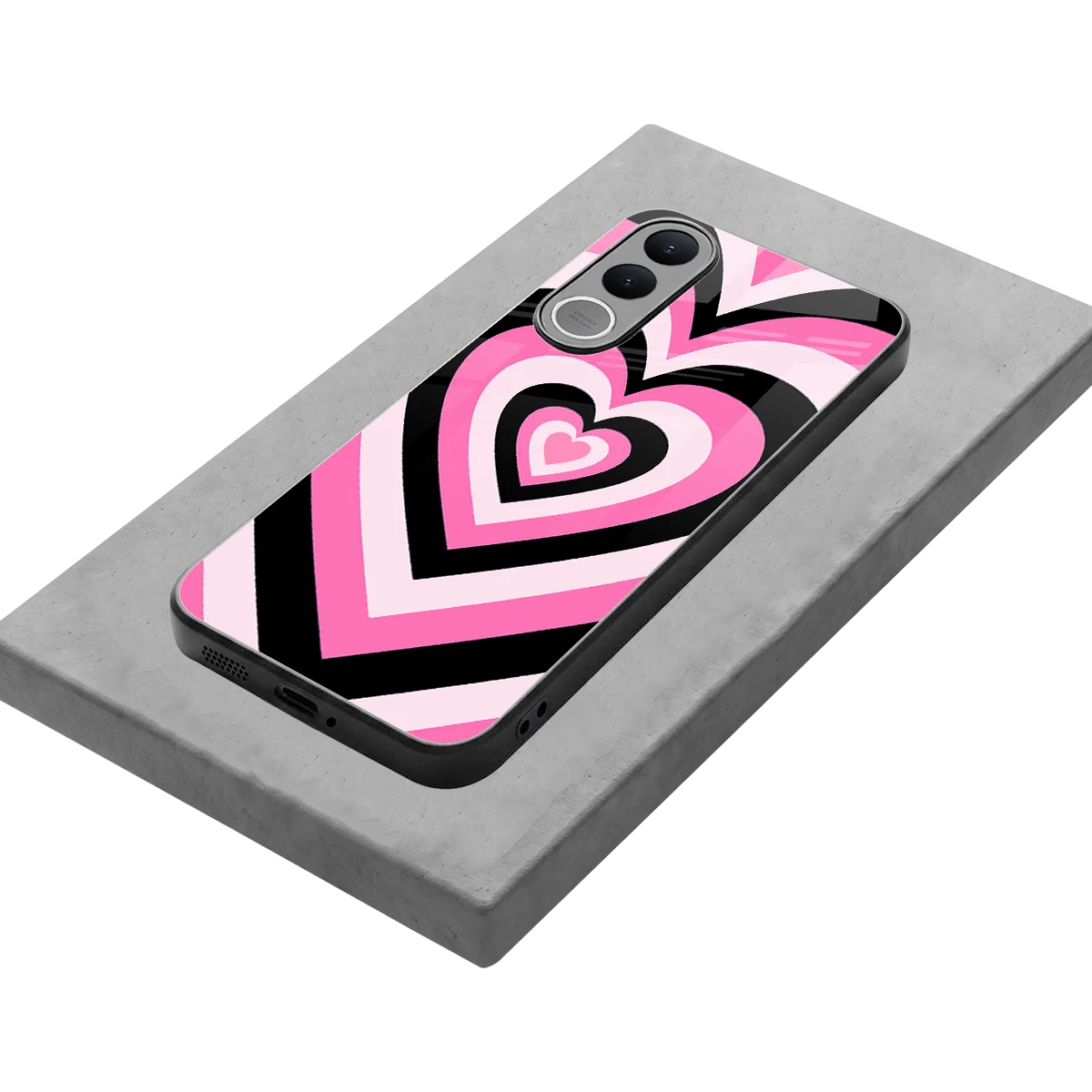 Y2K Bubblegum Hearts stylish phone case for vivo v70 fe | glossy glass and slim fit