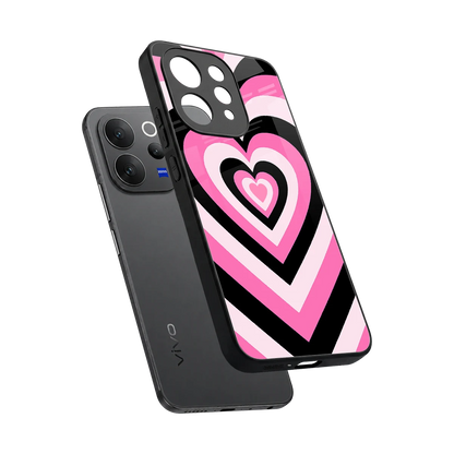 Y2K Bubblegum Hearts sleek vivo v70 elite cover with tempered glass back and TPU edges