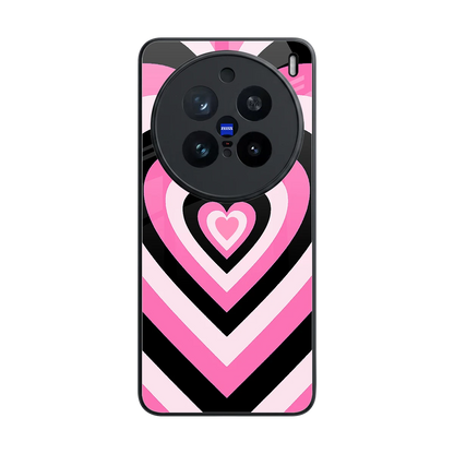 Y2K Bubblegum Hearts back phone cover | glass case for vivo x200 pro