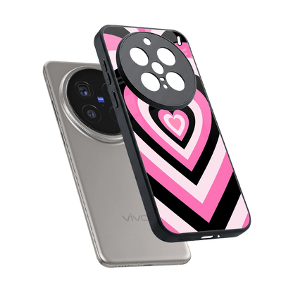 Y2K Bubblegum Hearts sleek vivo x200 pro cover with tempered glass back and TPU edges