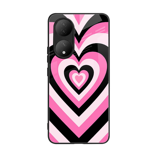 Y2K Bubblegum Hearts back phone cover | glass case for Vivo-y100