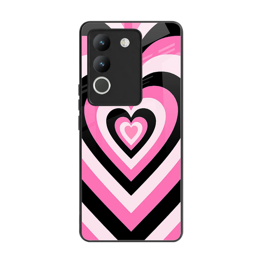 Y2K Bubblegum Hearts back phone cover | glass case for vivo y200 5g