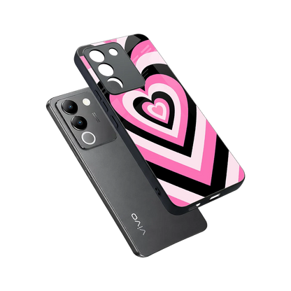 Y2K Bubblegum Hearts sleek vivo y200 5g cover with tempered glass back and TPU edges
