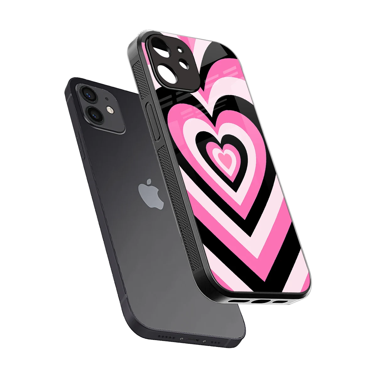 Y2K Bubblegum Hearts sleek iphone 12 cover with tempered glass back and TPU edges