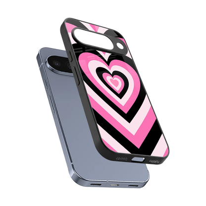 Y2K Bubblegum Hearts sleek google pixel 10 cover with tempered glass back and TPU edges