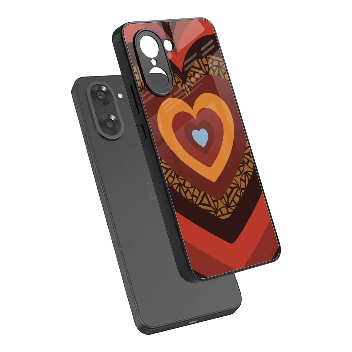 Y2K Caramel Crush Hearts sleek oneplus nord ce5 5g cover with tempered glass back and TPU edges
