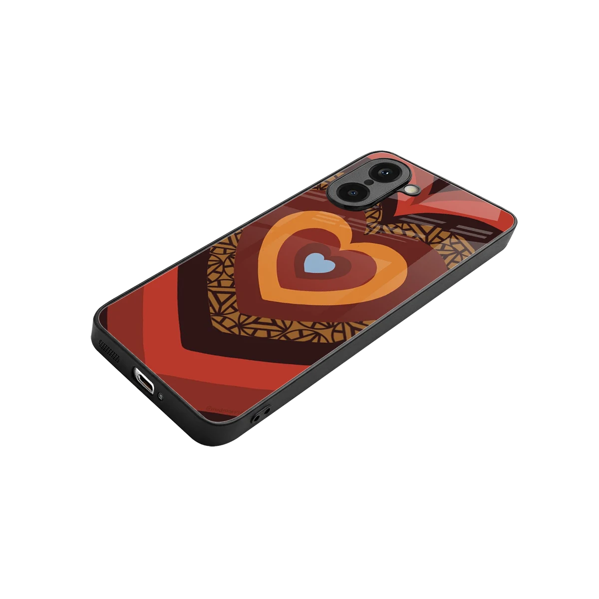 Y2K Caramel Crush Hearts stylish phone case for oneplus nord ce5 5g | glossy glass and slim fit