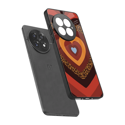 Y2K Caramel Crush Hearts sleek oneplus 13 cover with tempered glass back and TPU edges