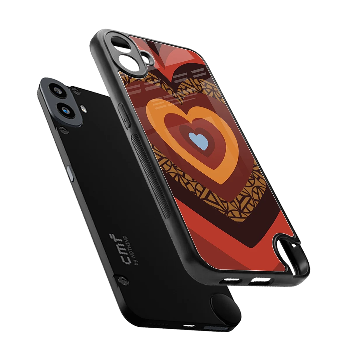 Y2K Caramel Crush Hearts sleek cmf nothing phone 1 cover with tempered glass back and TPU edges