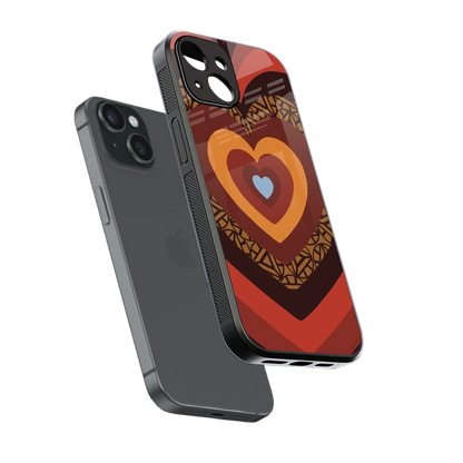 Y2K Caramel Crush Hearts sleek iphone 14 cover with tempered glass back and TPU edges