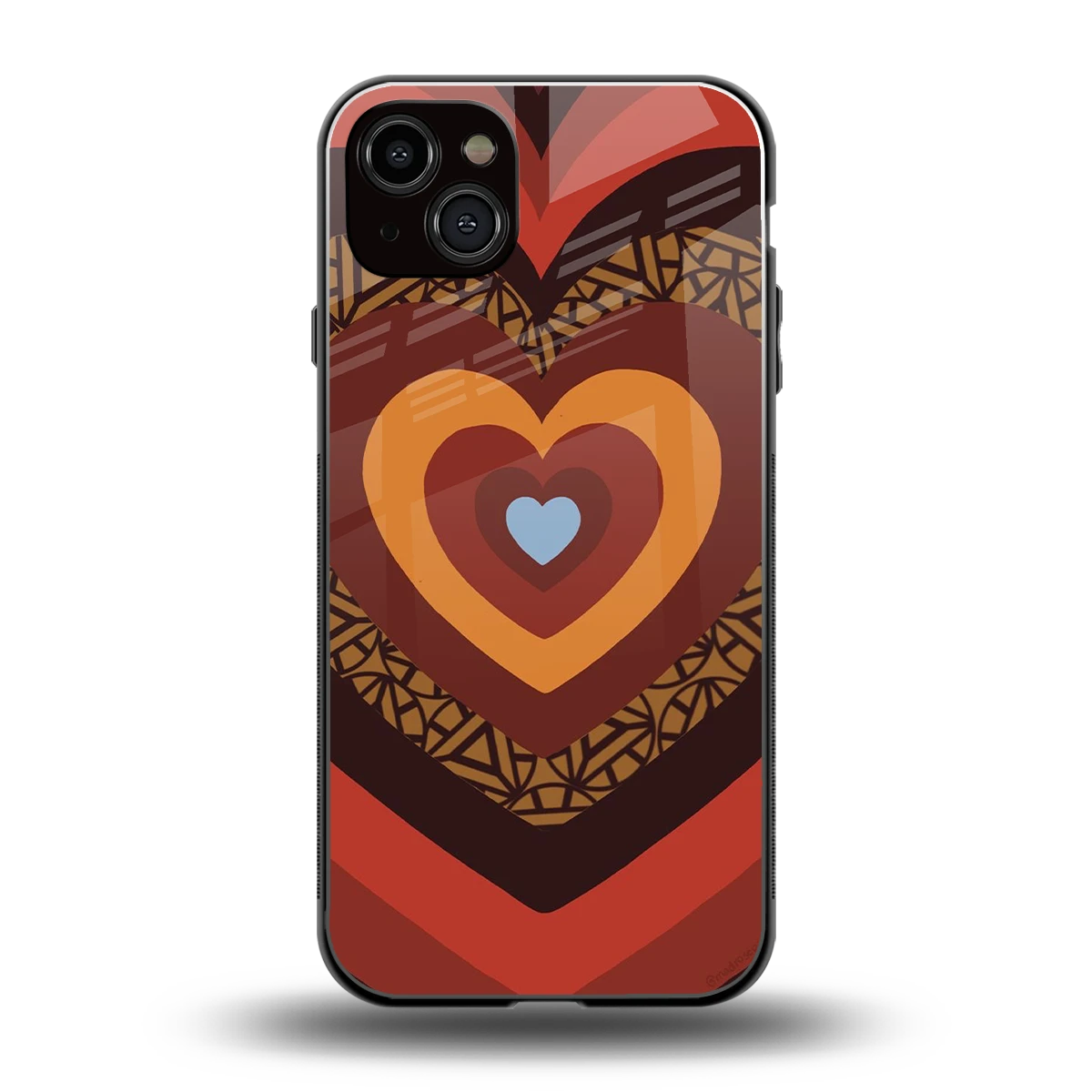 Y2K Caramel Crush Hearts back phone cover | glass case for iphone 15 plus