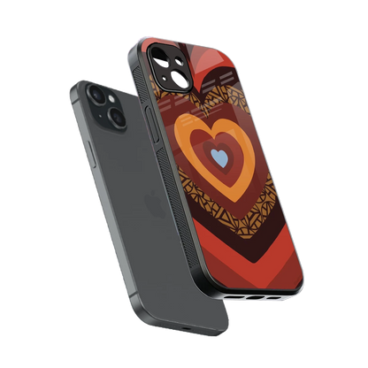 Y2K Caramel Crush Hearts sleek iphone 15 plus cover with tempered glass back and TPU edges
