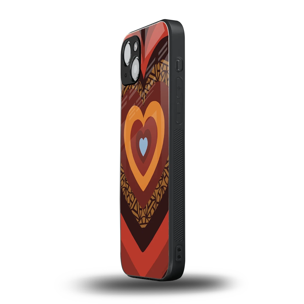 Y2K Caramel Crush Hearts iphone 14 plus mobile cover | shockproof glass phone case