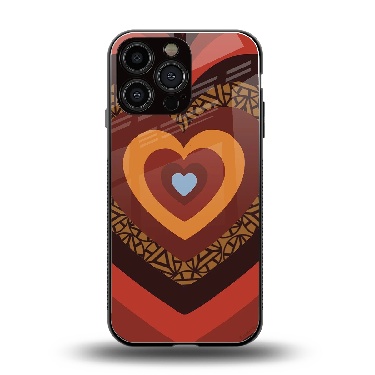 Y2K Caramel Crush Hearts back phone cover | glass case for iphone 15 pro max