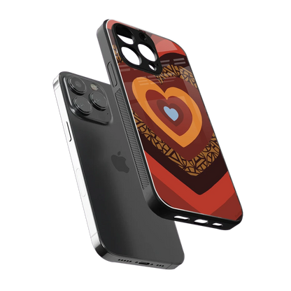 Y2K Caramel Crush Hearts sleek iphone 15 pro max cover with tempered glass back and TPU edges