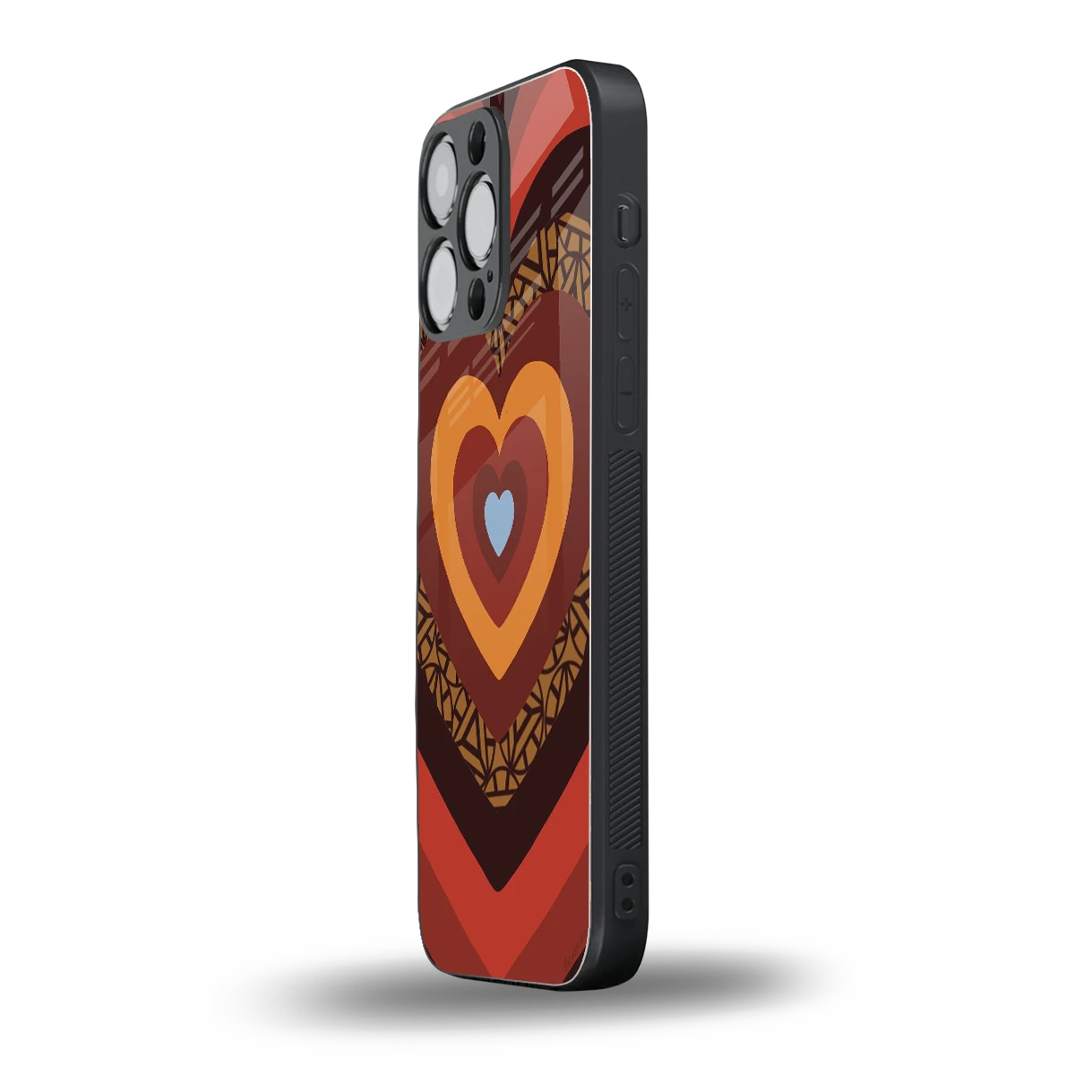 Y2K Caramel Crush Hearts iphone 15 pro max mobile cover | shockproof glass phone case