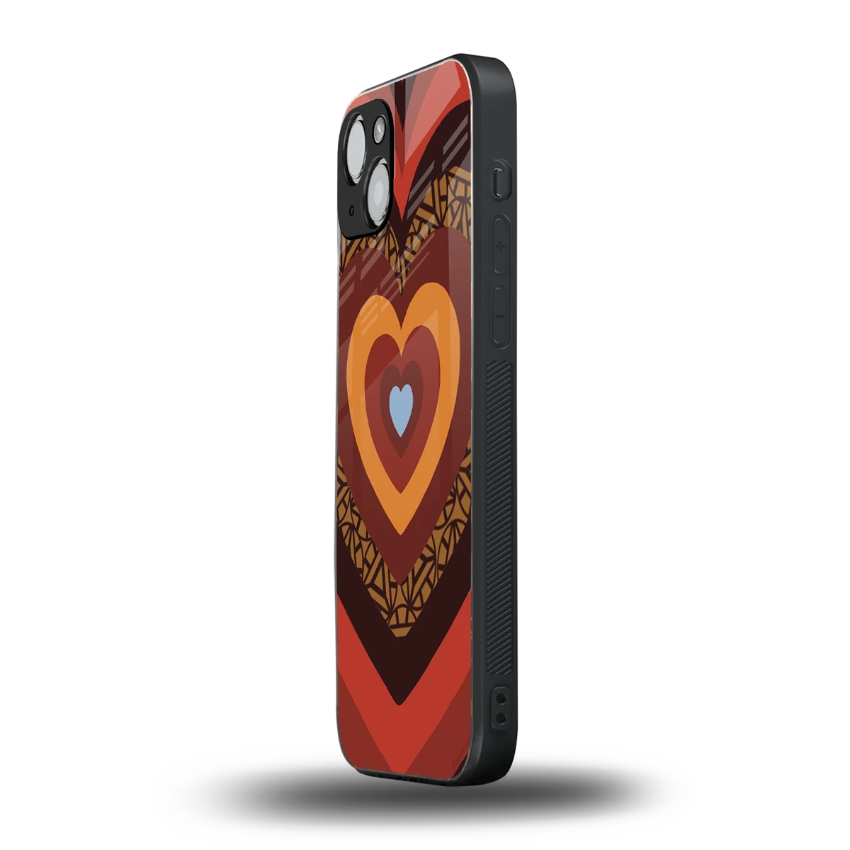 Y2K Caramel Crush Hearts iphone 15 mobile cover | shockproof glass phone case