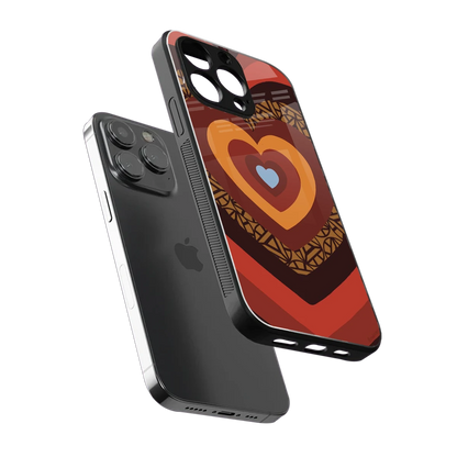 Y2K Caramel Crush Hearts sleek iphone 15 pro cover with tempered glass back and TPU edges