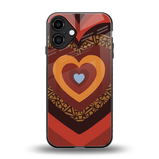 Y2K Caramel Crush Hearts back phone cover | glass case for iphone 16 plus