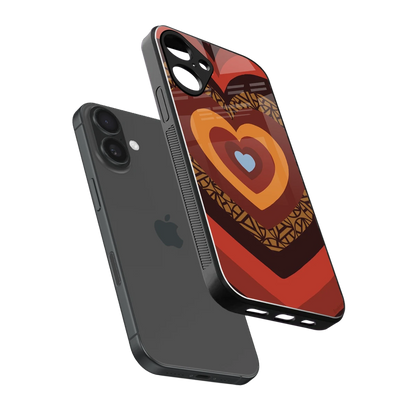 Y2K Caramel Crush Hearts sleek iphone 16 plus cover with tempered glass back and TPU edges