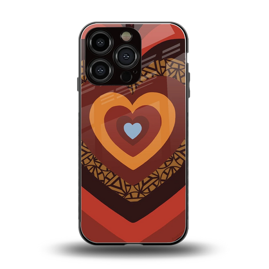 Y2K Caramel Crush Hearts back phone cover | glass case for iphone 16 pro