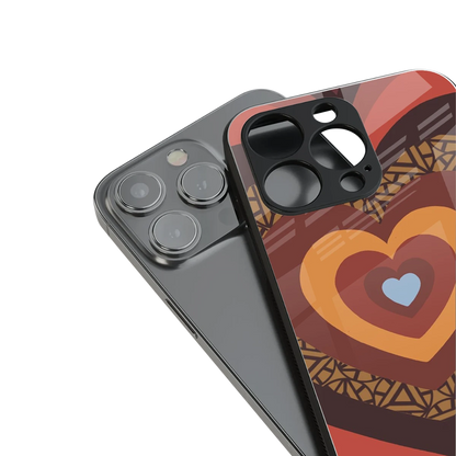 Y2K Caramel Crush Hearts stylish phone case for iphone 14 | glossy glass and slim fit