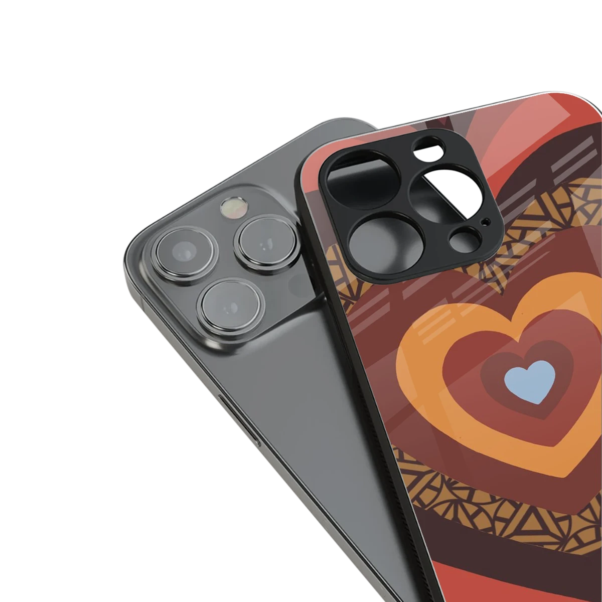 Y2K Caramel Crush Hearts stylish phone case for iphone 15 pro | glossy glass and slim fit
