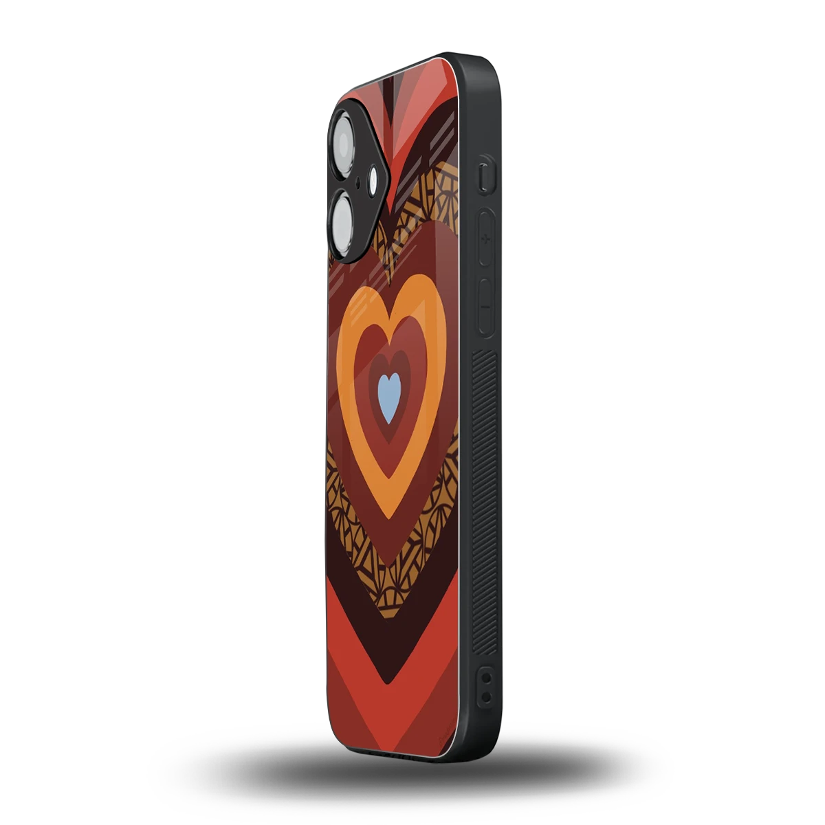 Y2K Caramel Crush Hearts iPhone 16 mobile cover | shockproof glass phone case