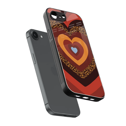 Y2K Caramel Crush Hearts sleek iphone 16e cover with tempered glass back and TPU edges
